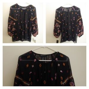 NWT Chiffon Sheer Gypsy Top Petite K